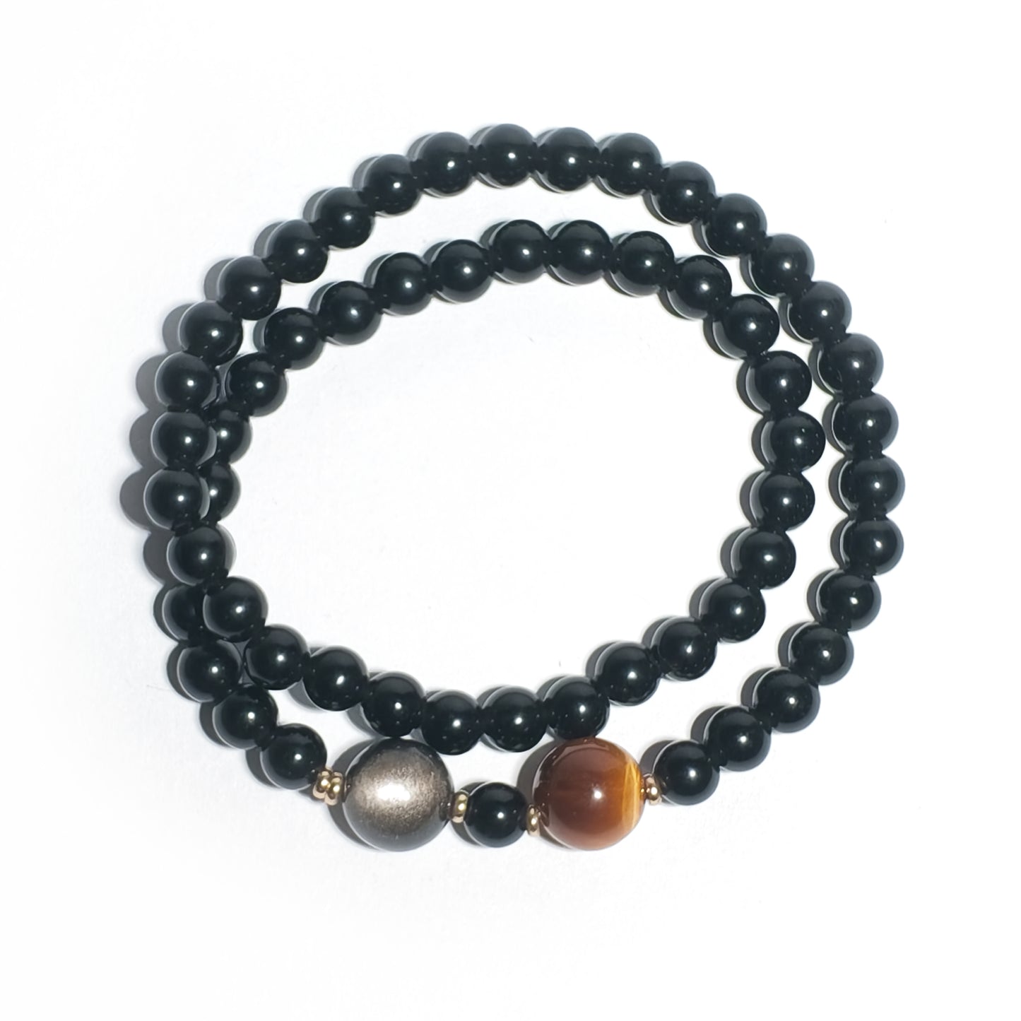 Natural Obsidian & Tiger's Eye Crystal Bracelet  |  Protection, Confidence & Inner Strength | Inspired by Eastern Wisdom