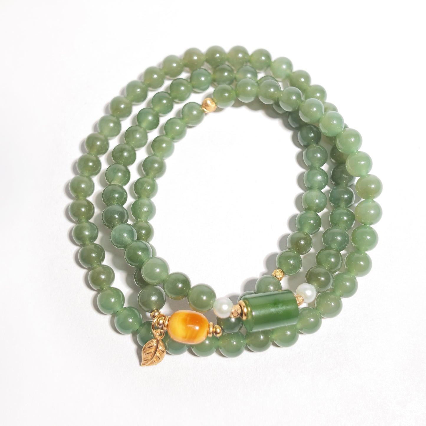 Natural Hetian Jade & Amber Multi-Layer Bracelet | Harmony, Protection & Timeless Beauty | Inspired by Eastern Wisdom