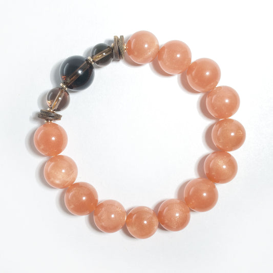 Natural Sunstone & Smoky Quartz Bracelet | Confidence, Protection & Positive Energy | Inspired by Eastern Wisdom