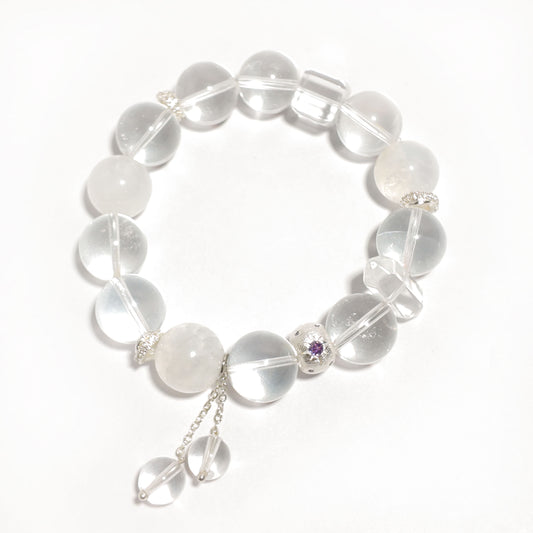 Natural Clear Quartz & Aquamarine Bracelet | Clarity, Calm & Emotional Balance | Inspired by Eastern Wisdom