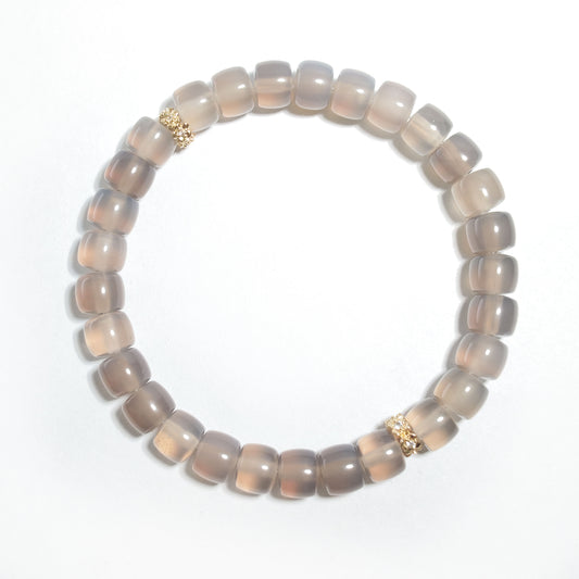 Natural Smoky Gray Agate Bracelet | Balance, Protection & Inner Peace | Inspired by Eastern Wisdom