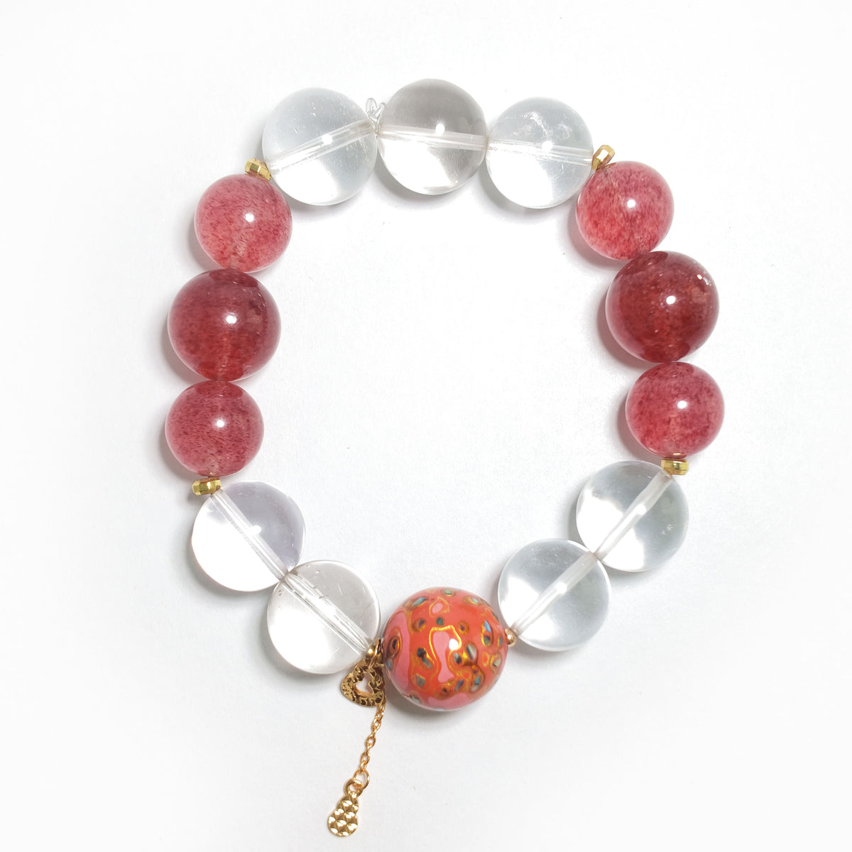 Natural Strawberry Quartz & Clear Quartz Bracelet | Love, Harmony & Confidence | Inspired by Eastern Wisdom