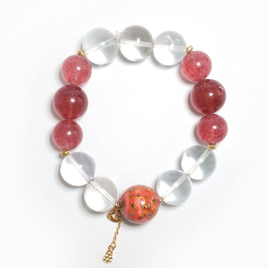 Natural Strawberry Quartz & Clear Quartz Bracelet | Love, Harmony & Confidence | Inspired by Eastern Wisdom