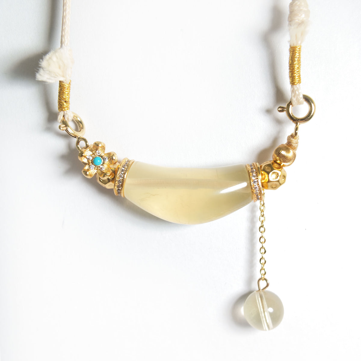 Natural Citrine Curved Tube Necklace | Confidence, Good Fortune & Positive Energy | Inspired by Eastern Wisdom