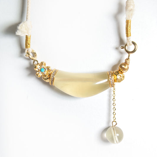 Natural Citrine Curved Tube Necklace | Confidence, Good Fortune & Positive Energy | Inspired by Eastern Wisdom