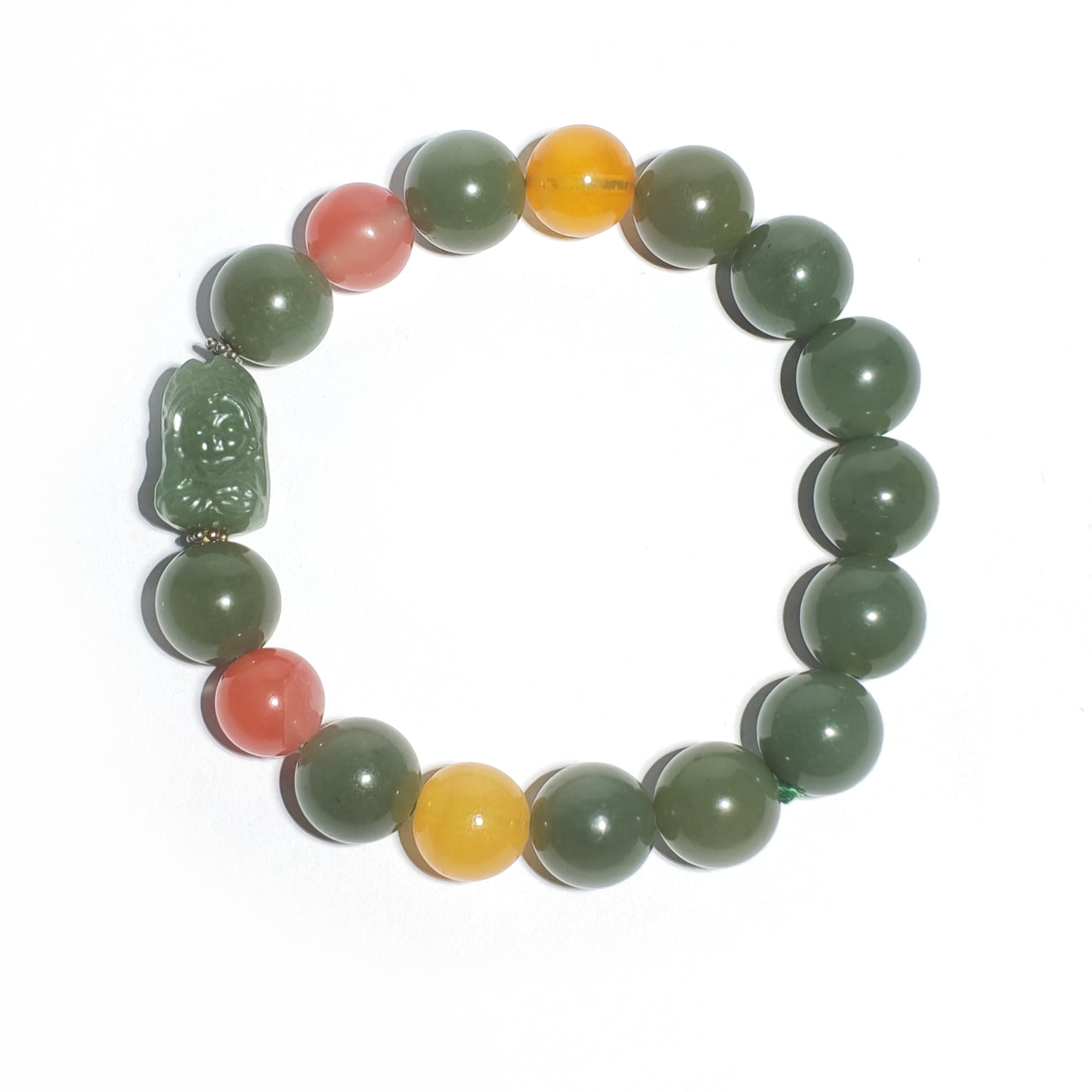 Natural Hetian Jade, Amber & Nanhong Agate Bracelet | Harmony, Protection & Good Fortune | Inspired by Eastern Wisdom
