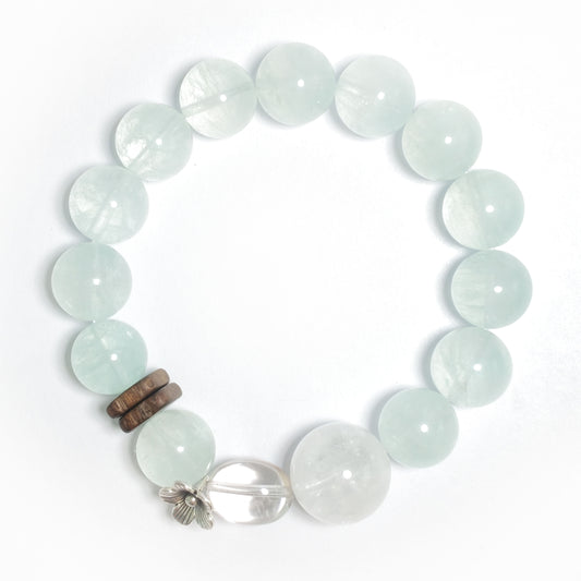 Natural Green Fluorite & Clear Quartz Bracelet | Growth, Clarity & Harmony | Inspired by Eastern Wisdom
