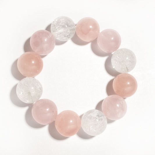 Natural Rose Quartz & Clear Quartz Bracelet | Love & Emotional Harmony | Inspired by Eastern Wisdom