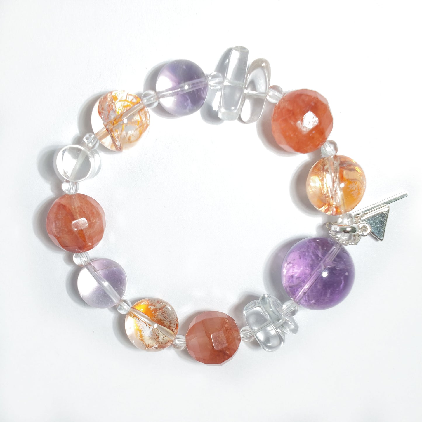 Natural Red Phantom Quartz, Amethyst & Clear Quartz Bracelet | Passion, Wisdom & Balance | Inspired by Eastern Wisdom
