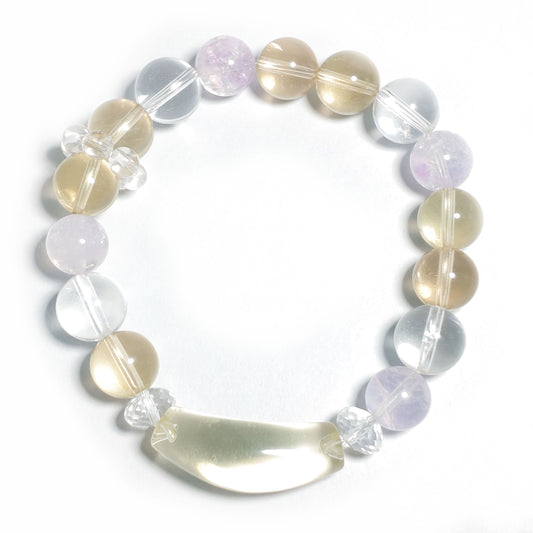 Natural Citrine, Amethyst & Clear Quartz Bracelet | Abundance, Wisdom & Clarity | Inspired by Eastern Wisdom