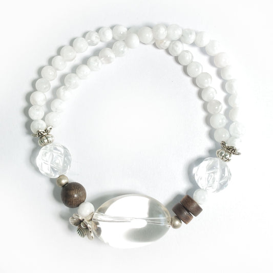 Natural Snowflake Phantom Quartz & Clear Quartz Bracelet | Balance, Clarity & Growth | Inspired by Eastern Wisdom