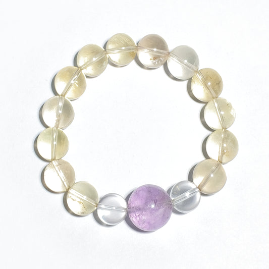 Natural Citrine, Amethyst & Clear Quartz Bracelet | Abundance, Wisdom & Balance | Inspired by Eastern Wisdom