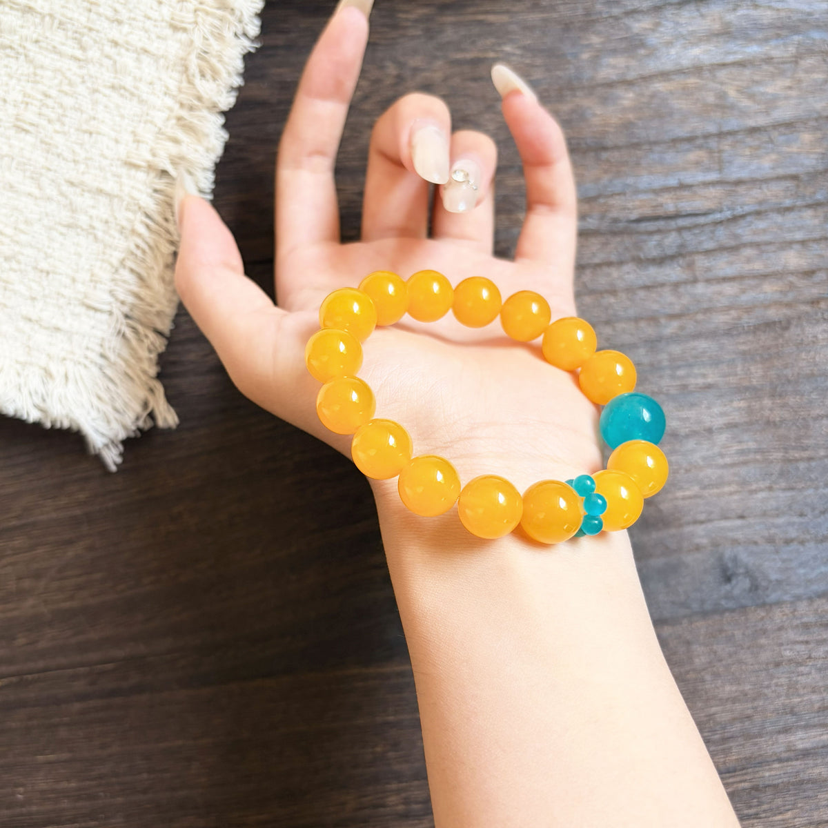 Natural Yellow Chalcedony & Amazonite Crystal Bracelet – Harmony, Confidence & Balance Inspired by Eastern Wisdom