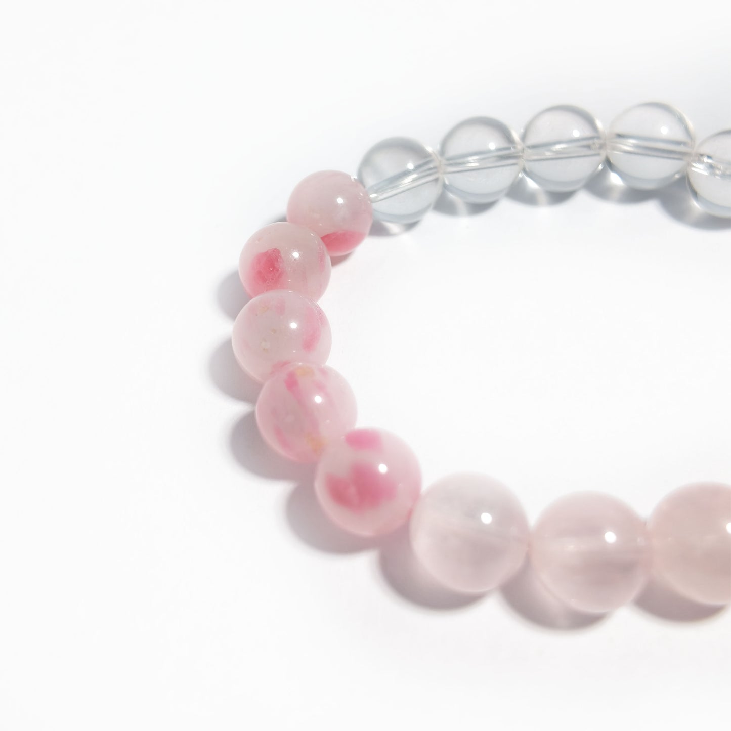 Natural Rhodonite, Rose Quartz &amp; Clear Quartz Bracelet | Love &amp; Emotional Balance | Inspired by Eastern Wisdom