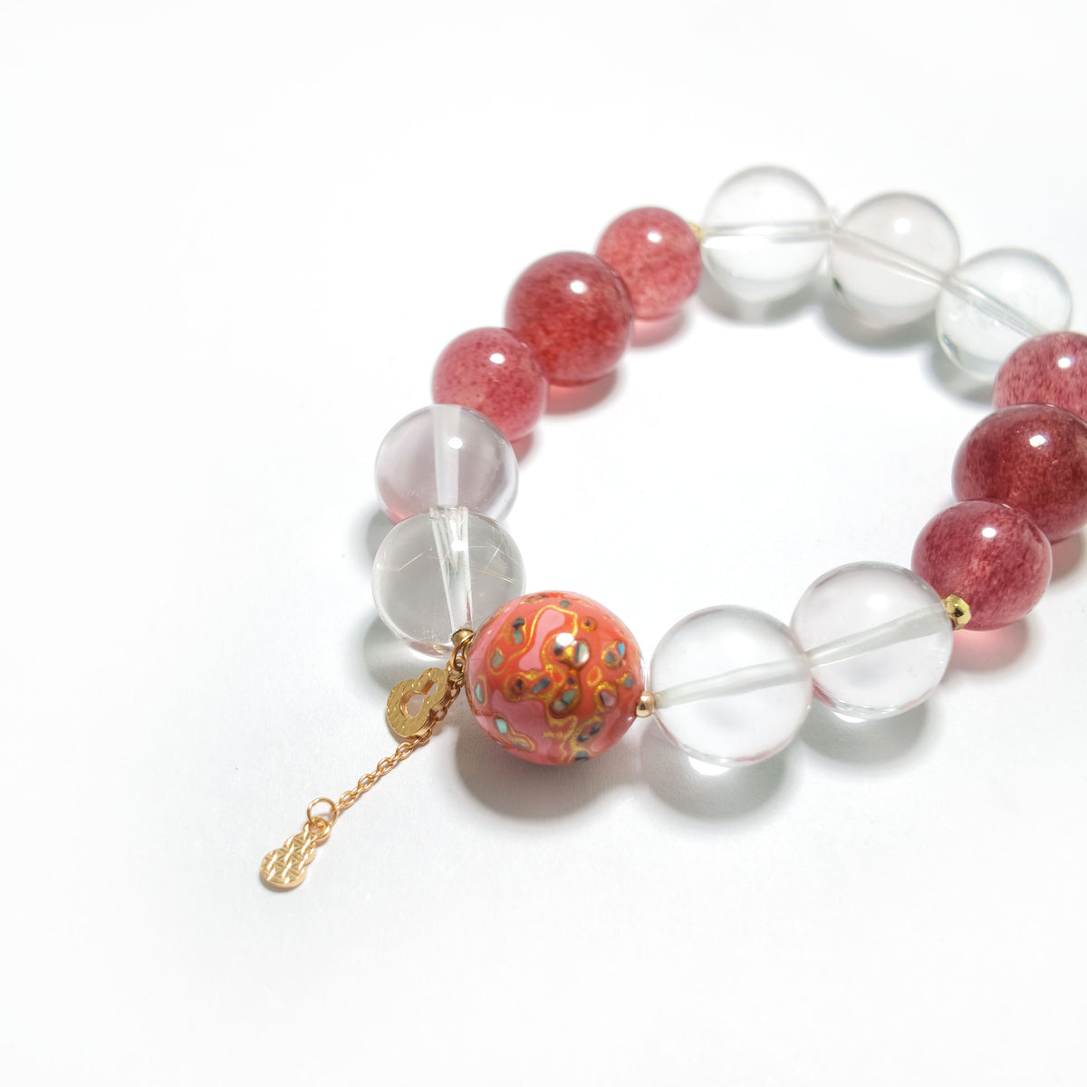 Natural Strawberry Quartz & Clear Quartz Bracelet | Love, Harmony & Confidence | Inspired by Eastern Wisdom
