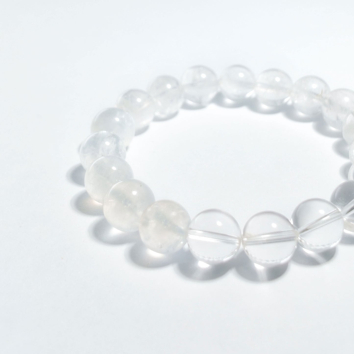 Natural Clear Quartz, White Phantom Quartz & Moonstone Bracelet | Purity, Growth & Inner Balance | Inspired by Eastern Wisdom