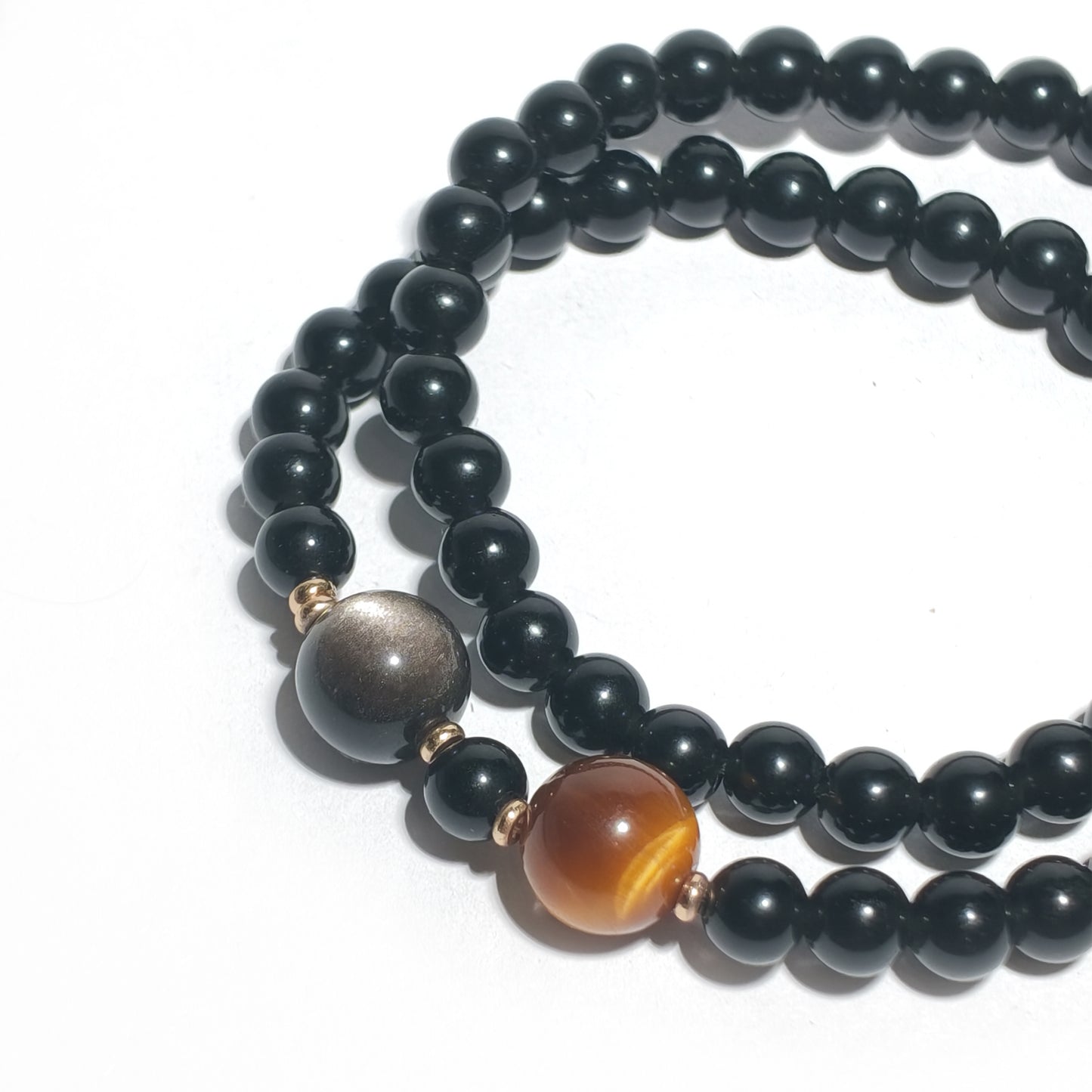 Natural Obsidian & Tiger's Eye Crystal Bracelet  |  Protection, Confidence & Inner Strength | Inspired by Eastern Wisdom