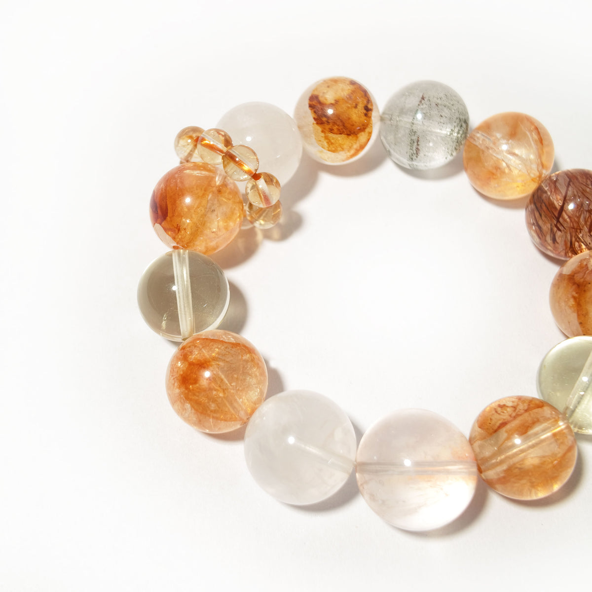 Natural Red Flower Agate, Red Rutilated Quartz, Clear Quartz & Citrine Bracelet | Passion, Confidence & Abundance | Inspired by Eastern Wisdom