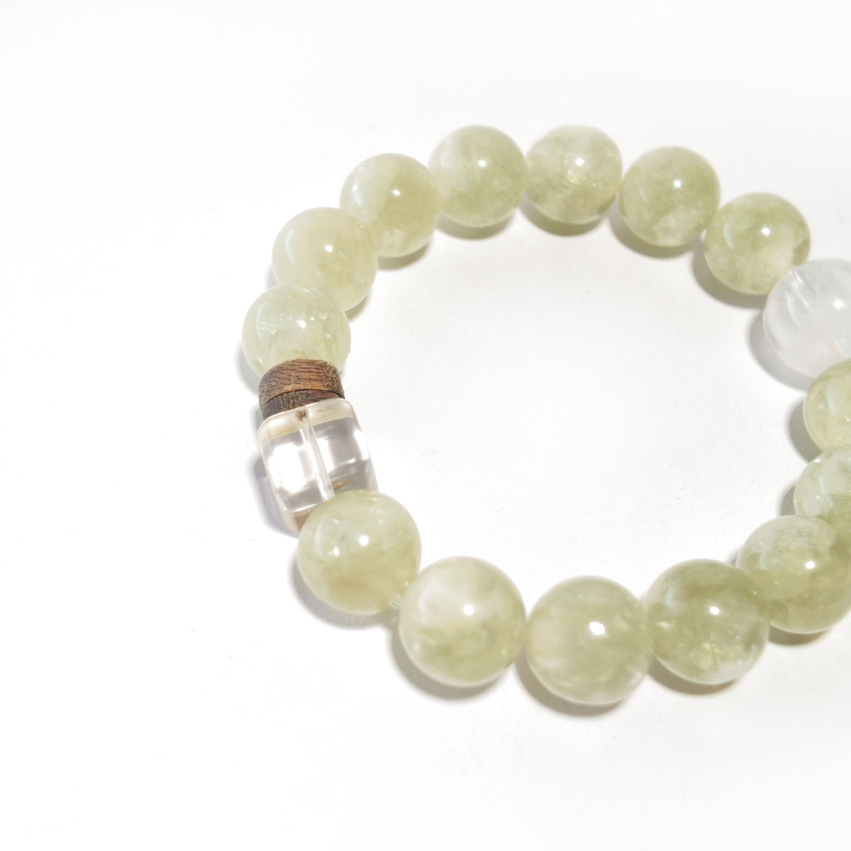 Natural Emerald Crystal, White Phantom Quartz & Clear Quartz Bracelet | Growth, Clarity & Prosperity | Inspired by Eastern Wisdom
