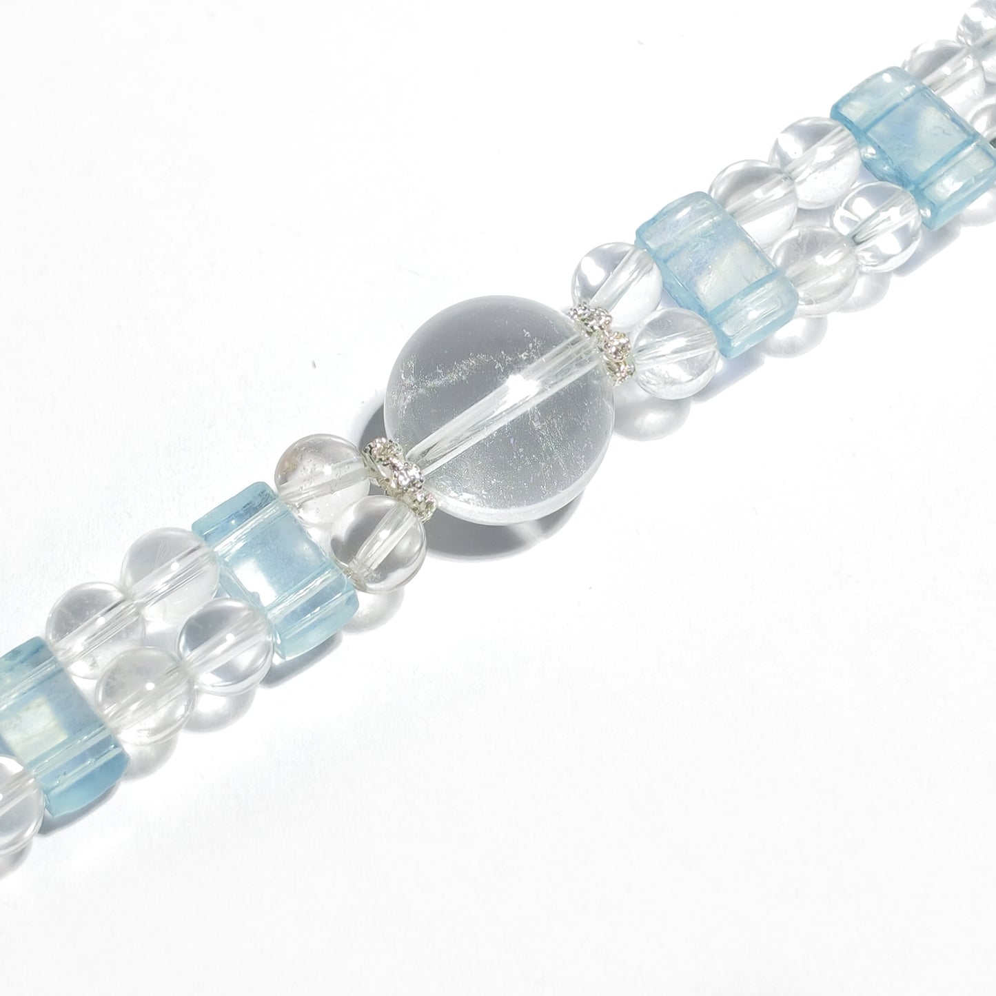 Natural Aquamarine & Clear Quartz Crystal Apple Watch Band  |  Calmness, Clarity & Emotional Balance  | Inspired by Eastern Wisdom