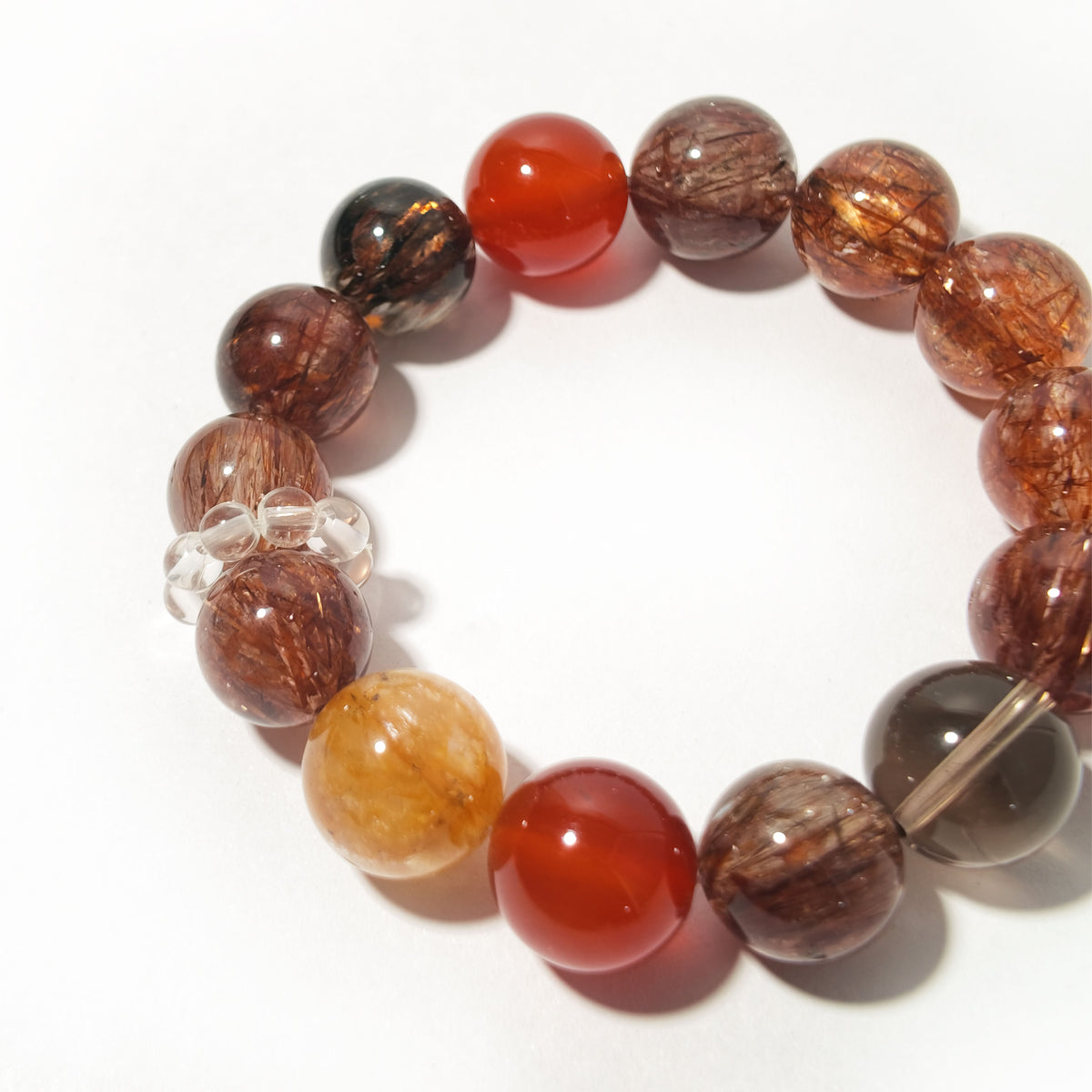 Natural Copper Rutilated Quartz Multi-Gem Bracelet | Strength, Protection & Prosperity | Inspired by Eastern Wisdom
