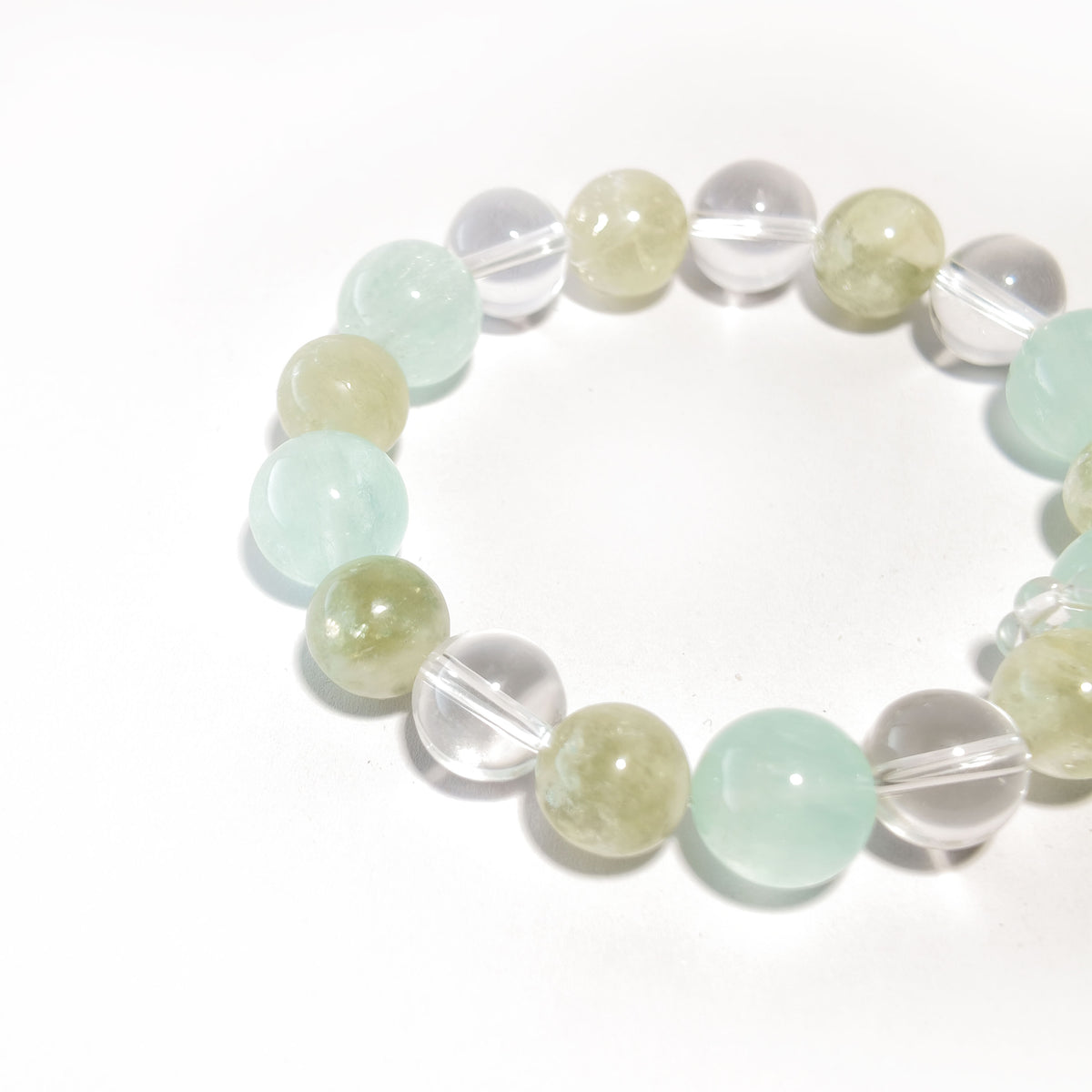 Natural Green Emerald Crystal & Mint Green Fluorite Bracelet | Growth, Fresh Energy & Harmony | Inspired by Eastern Wisdom