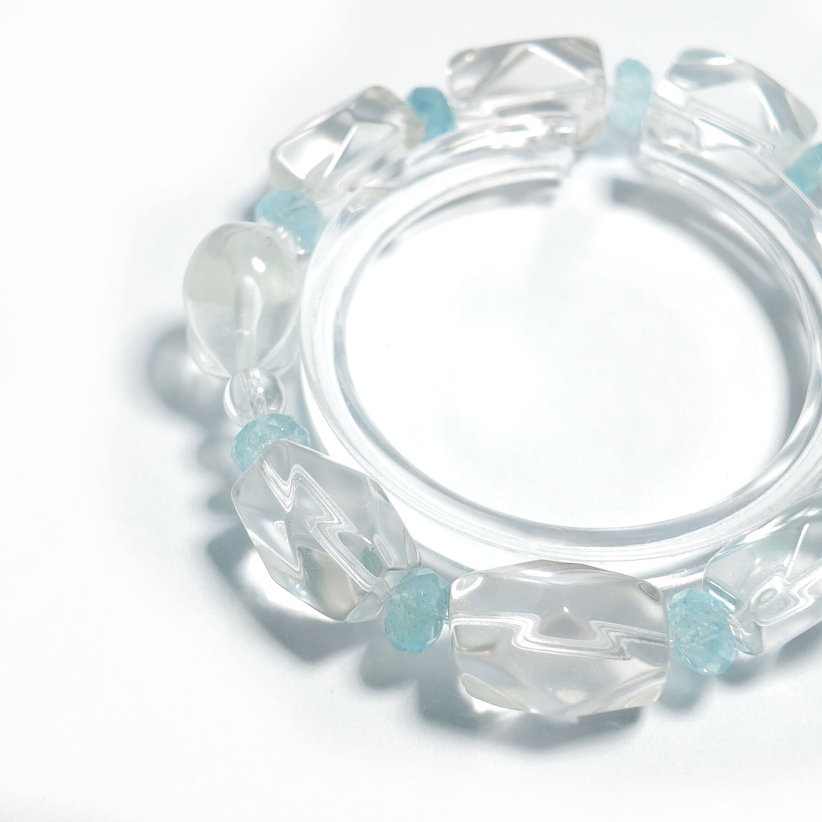 Natural Clear Quartz & Aquamarine Bracelet | Calm, Clarity & Emotional Balance | Inspired by Eastern Wisdom