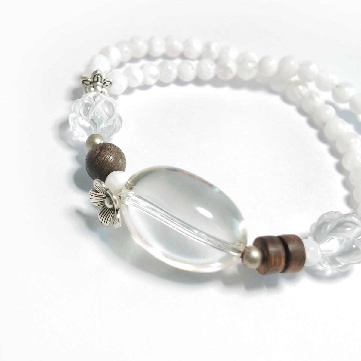 Natural Snowflake Phantom Quartz & Clear Quartz Bracelet | Balance, Clarity & Growth | Inspired by Eastern Wisdom