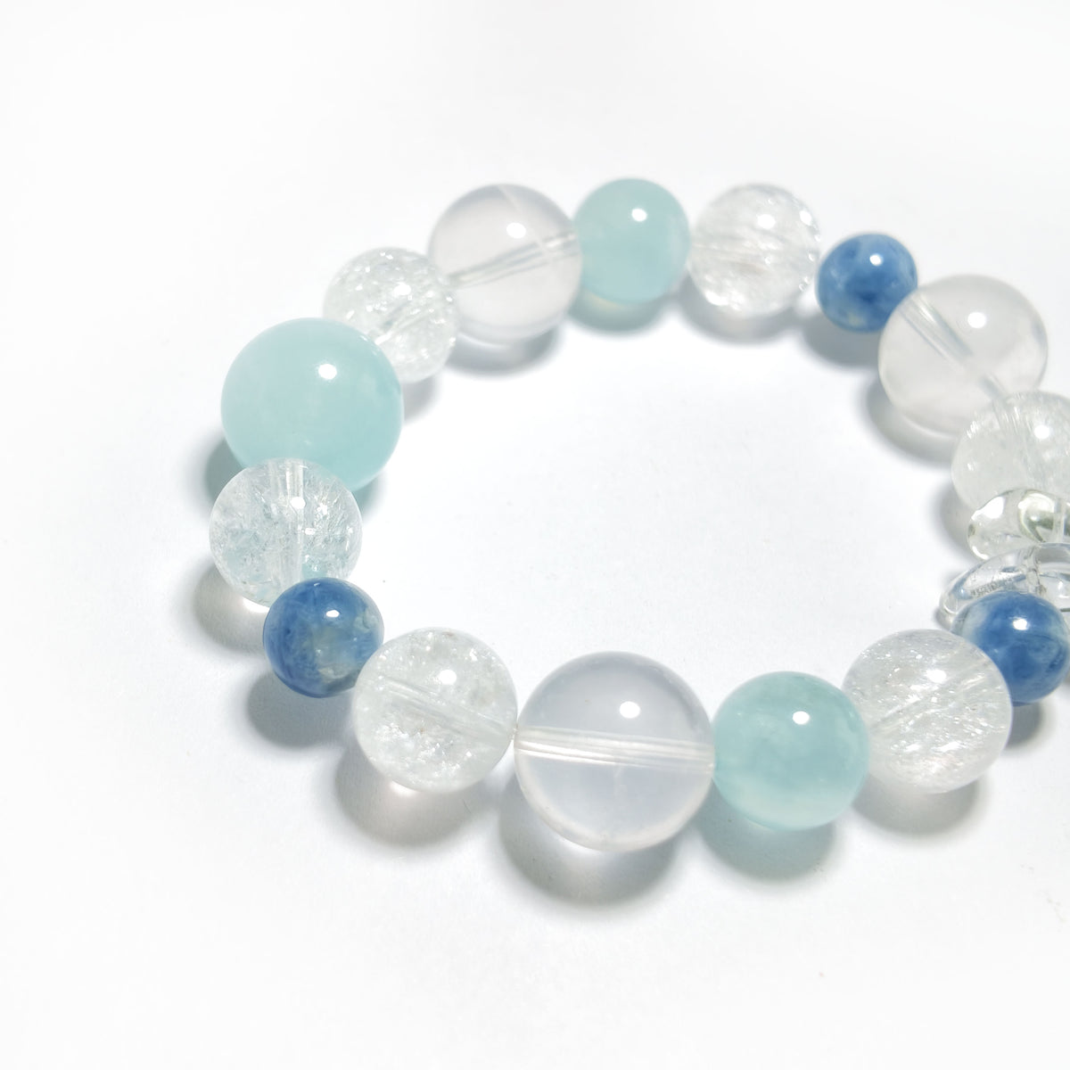 Natural Clear Quartz, Aquamarine & Blue Lace Agate Bracelet | Calmness, Clarity & Harmony | Inspired by Eastern Wisdom