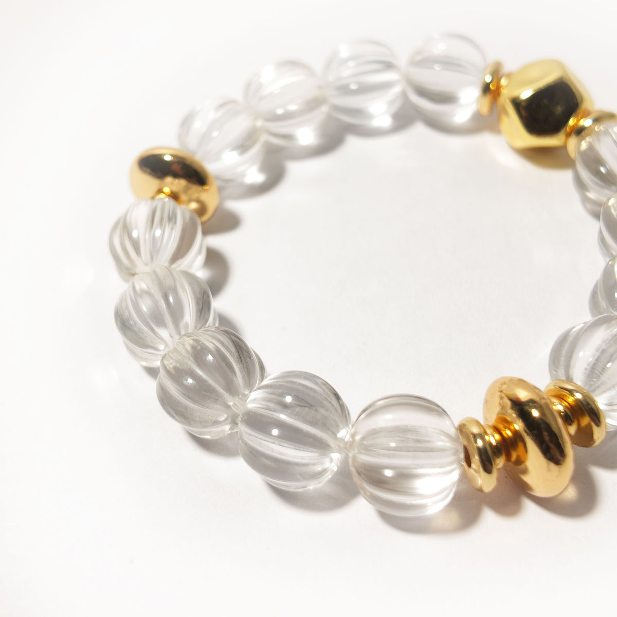 Natural Clear Quartz Bracelet with Gold Accents | Clarity & Positive Energy | Inspired by Eastern Wisdom