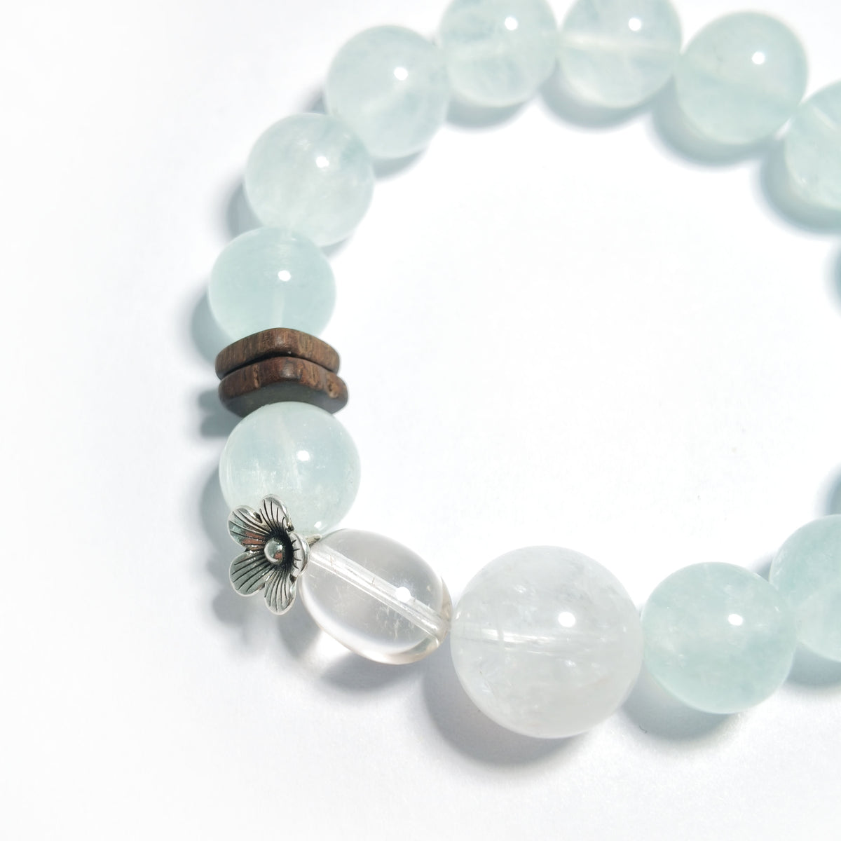 Natural Green Fluorite & Clear Quartz Bracelet | Growth, Clarity & Harmony | Inspired by Eastern Wisdom