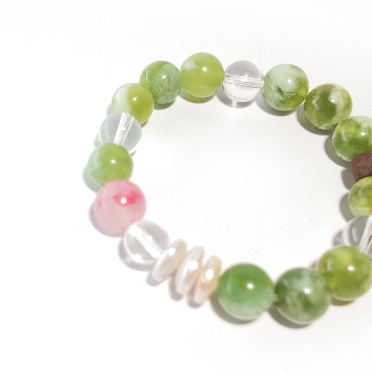 Natural Xiuyan Jade, Rhodonite & Clear Quartz Bracelet | Love, Harmony & Emotional Balance | Inspired by Eastern Wisdom