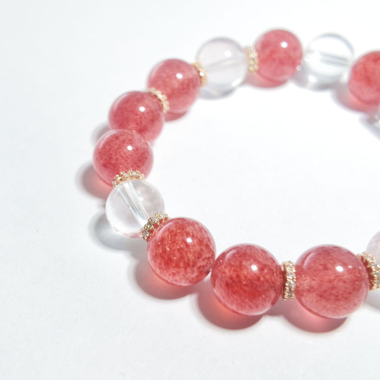 Natural Strawberry Quartz & Clear Quartz Bracelet | Love, Confidence & Positive Energy | Inspired by Eastern Wisdom