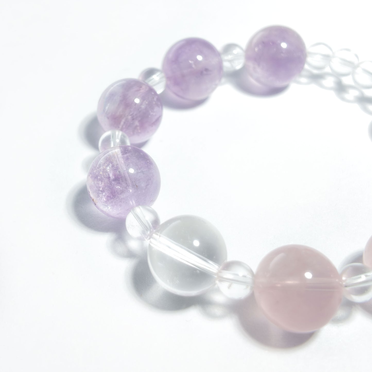 Natural Amethyst, Rose Quartz & Clear Quartz Bracelet | Love, Intuition & Harmony | Inspired by Eastern Wisdom