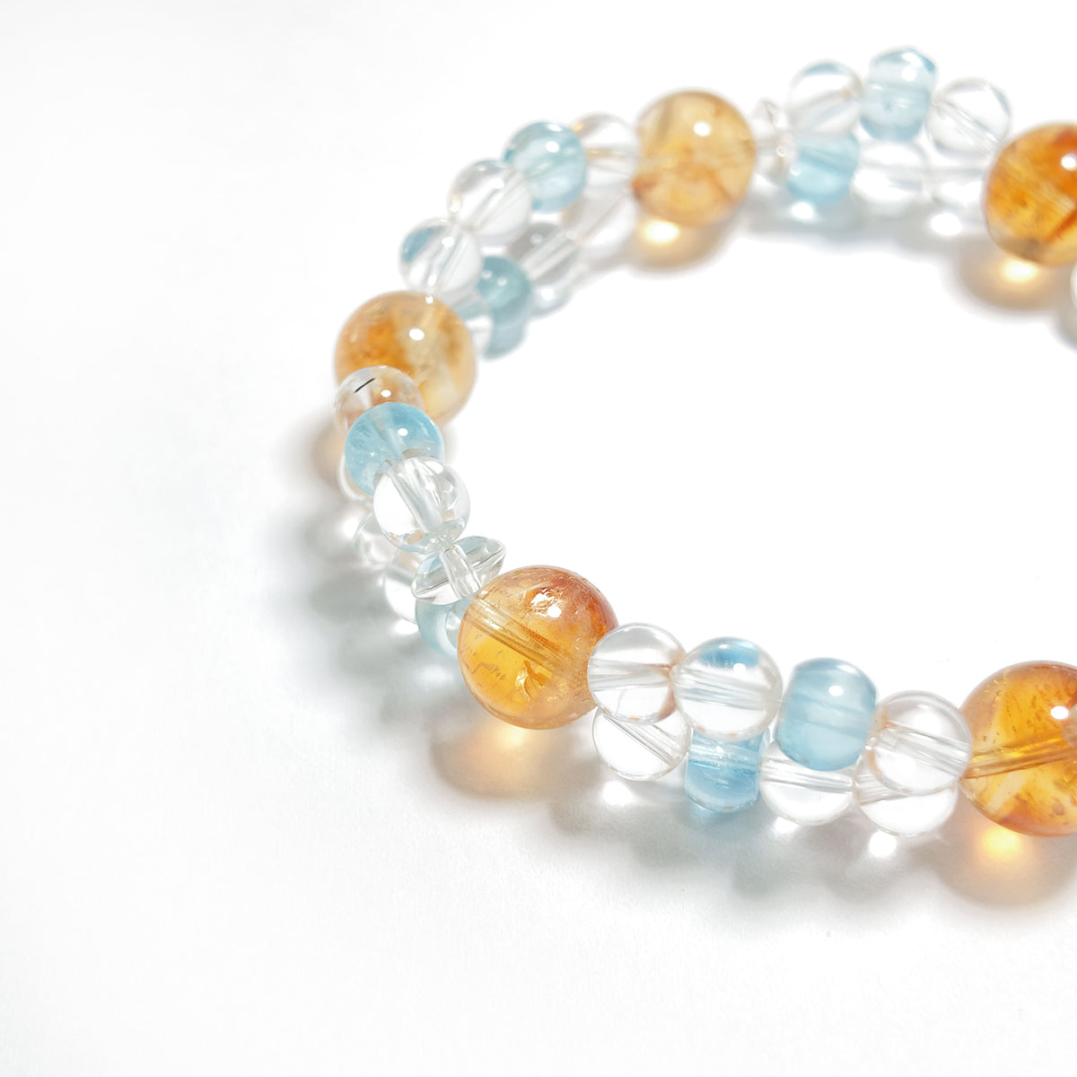 Natural Yellow Phantom Quartz, Blue Topaz & Clear Quartz Bracelet | Clarity, Confidence & Positive Energy | Inspired by Eastern Wisdom